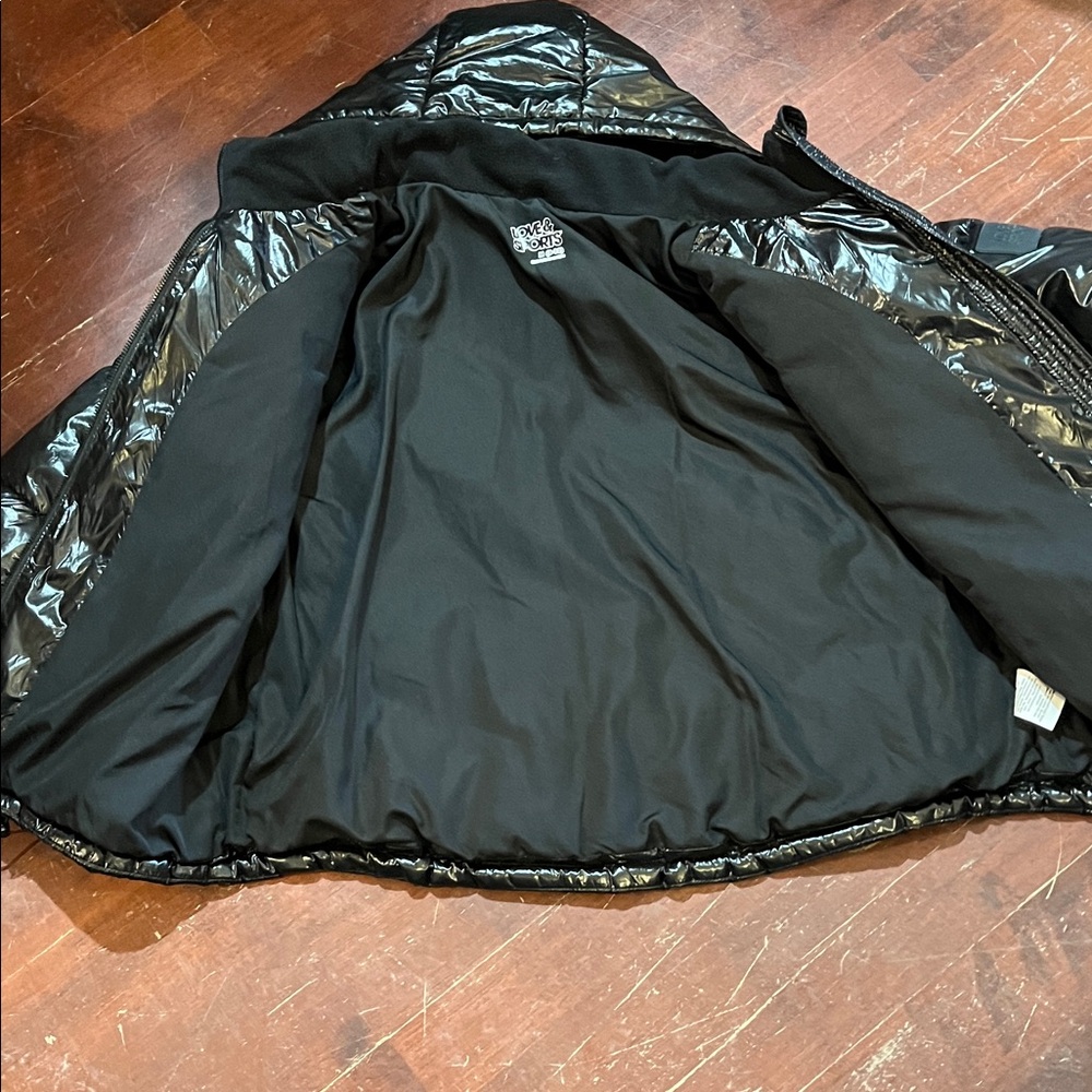 Love & Sports Glossy Black Puffer Jacket - Shiny Finish - Picture 7 of 13